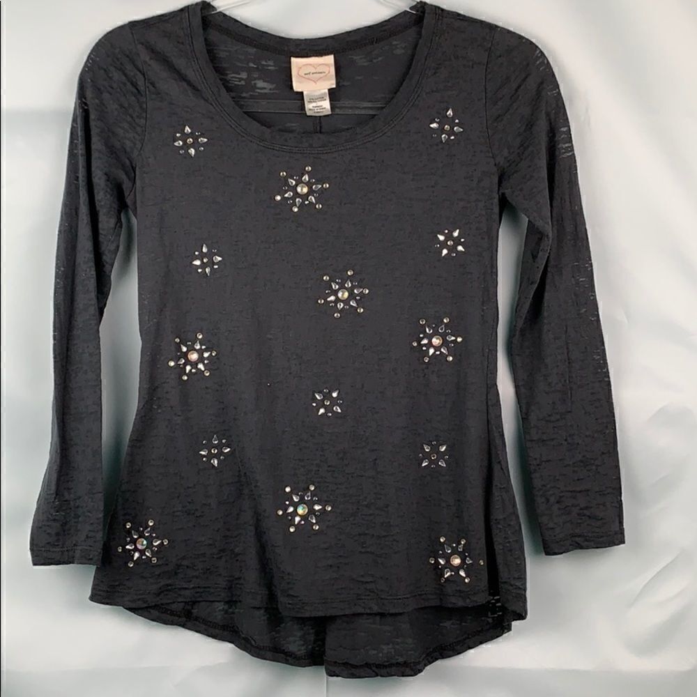 Self esteem long sleeve grey embellished top